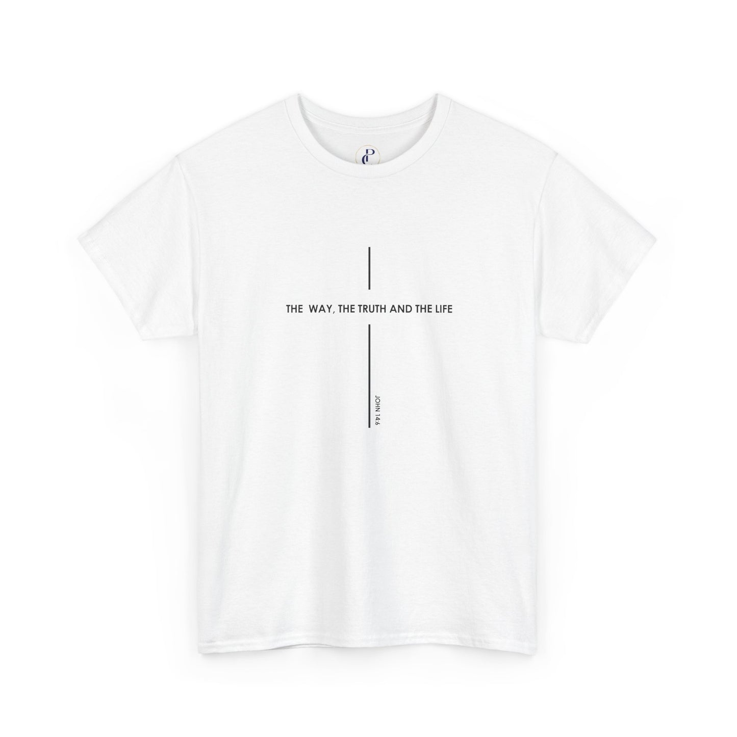 T‑Shirt — Minimal Cross Line Tee with 'The Way The Truth And The Life' Text