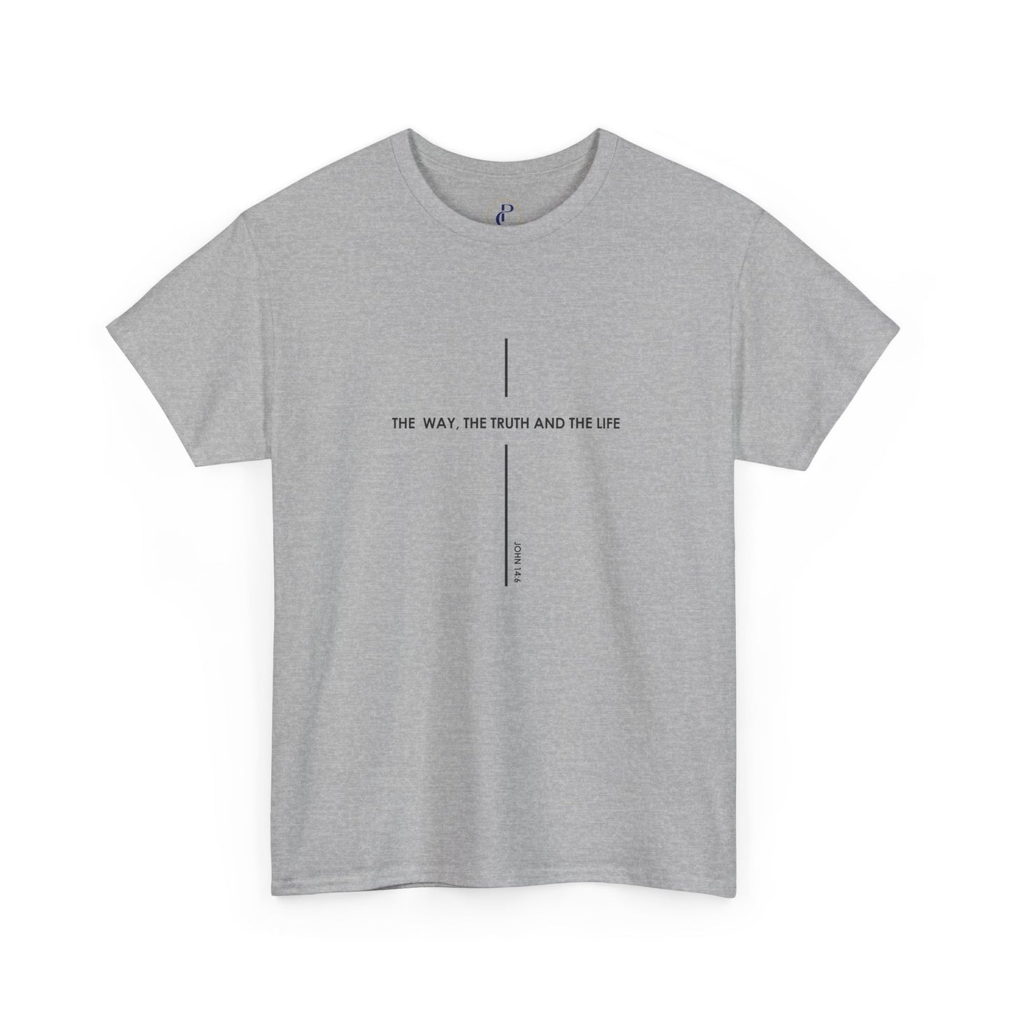 T‑Shirt — Minimal Cross Line Tee with 'The Way The Truth And The Life' Text