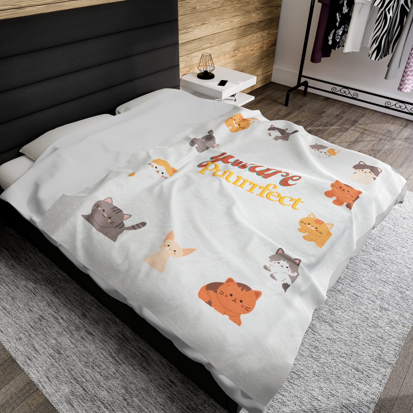 Cat illustration Velveteen Plush Blanket