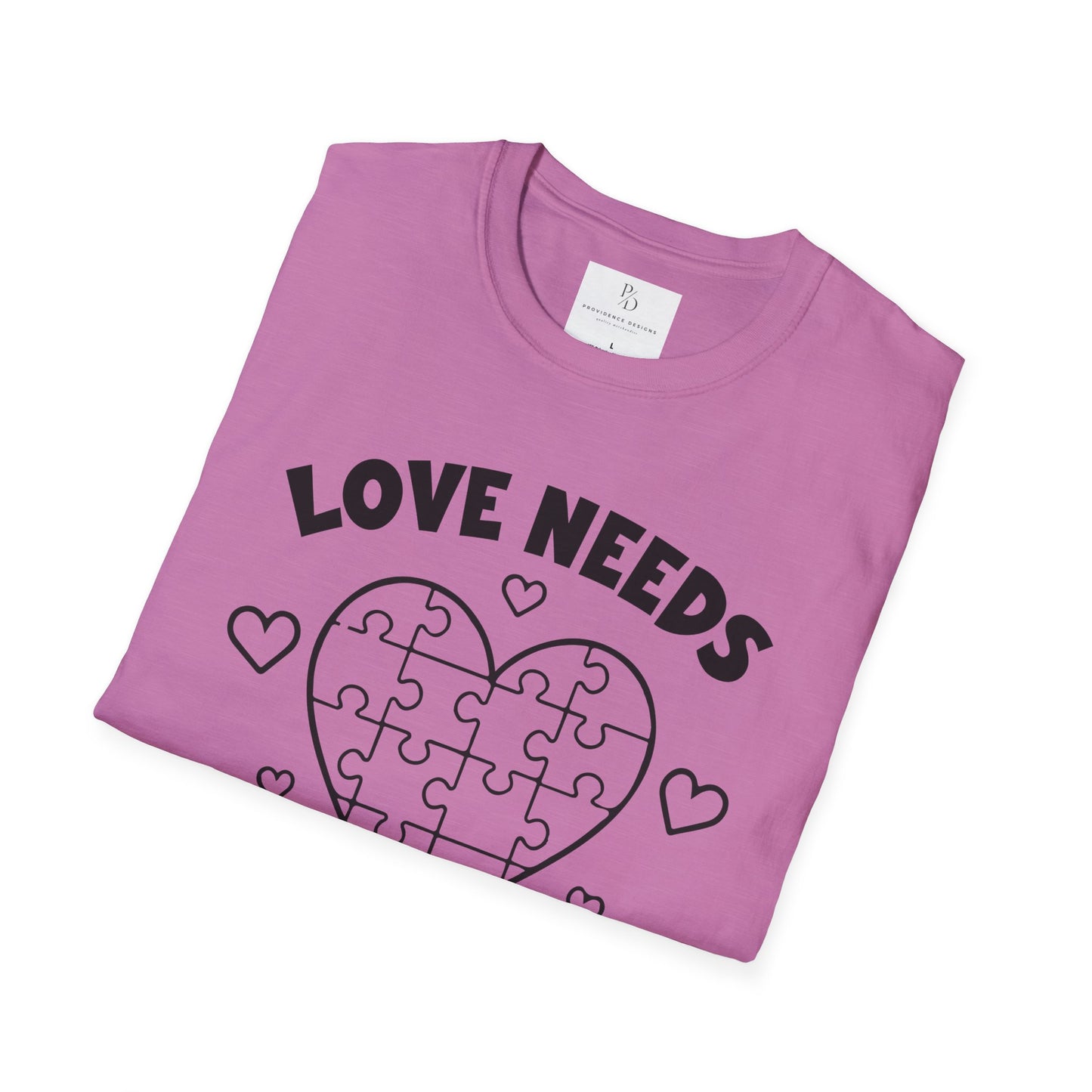 Love Needs No Words Puzzle Heart Unisex Softstyle T-Shirt