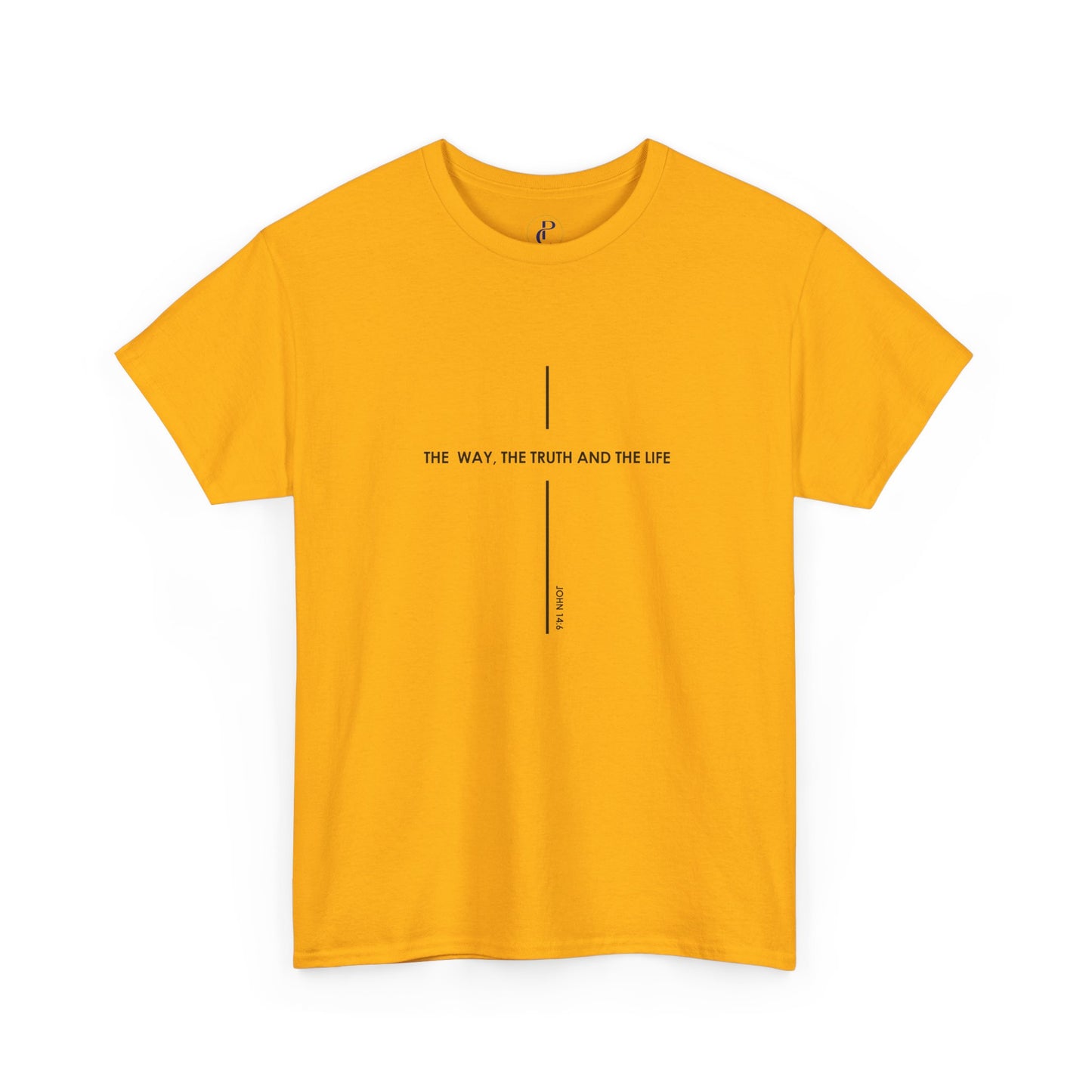 T‑Shirt — Minimal Cross Line Tee with 'The Way The Truth And The Life' Text