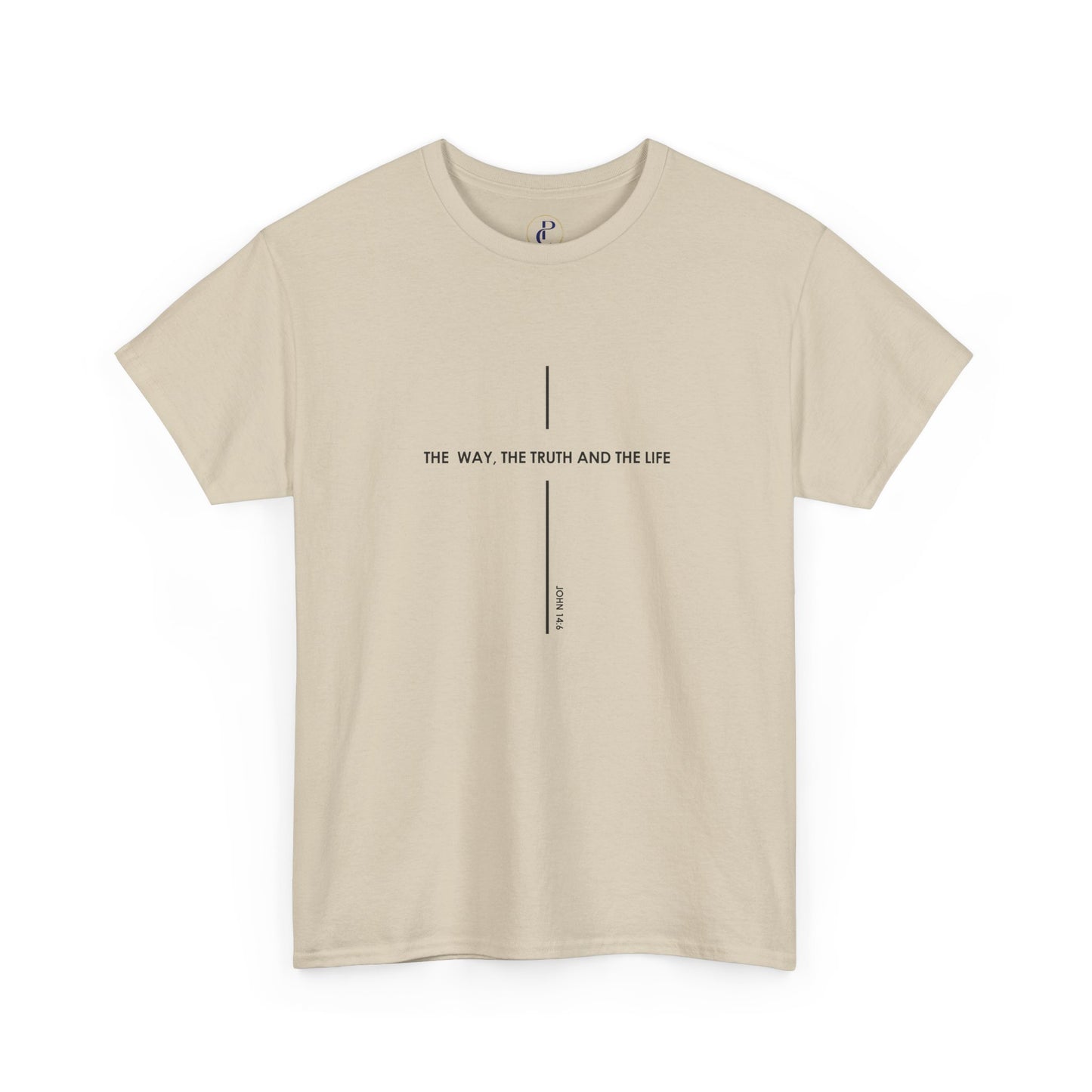 T‑Shirt — Minimal Cross Line Tee with 'The Way The Truth And The Life' Text