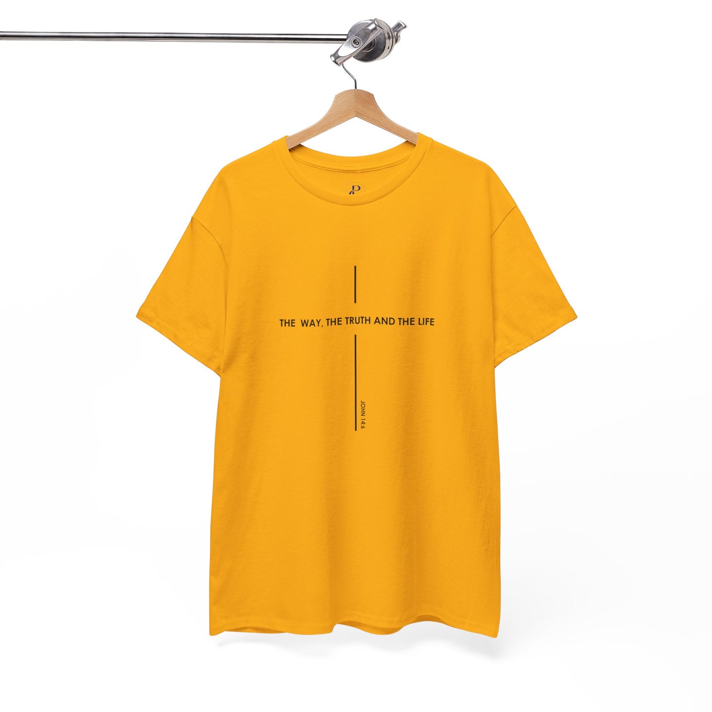 T‑Shirt — Minimal Cross Line Tee with 'The Way The Truth And The Life' Text