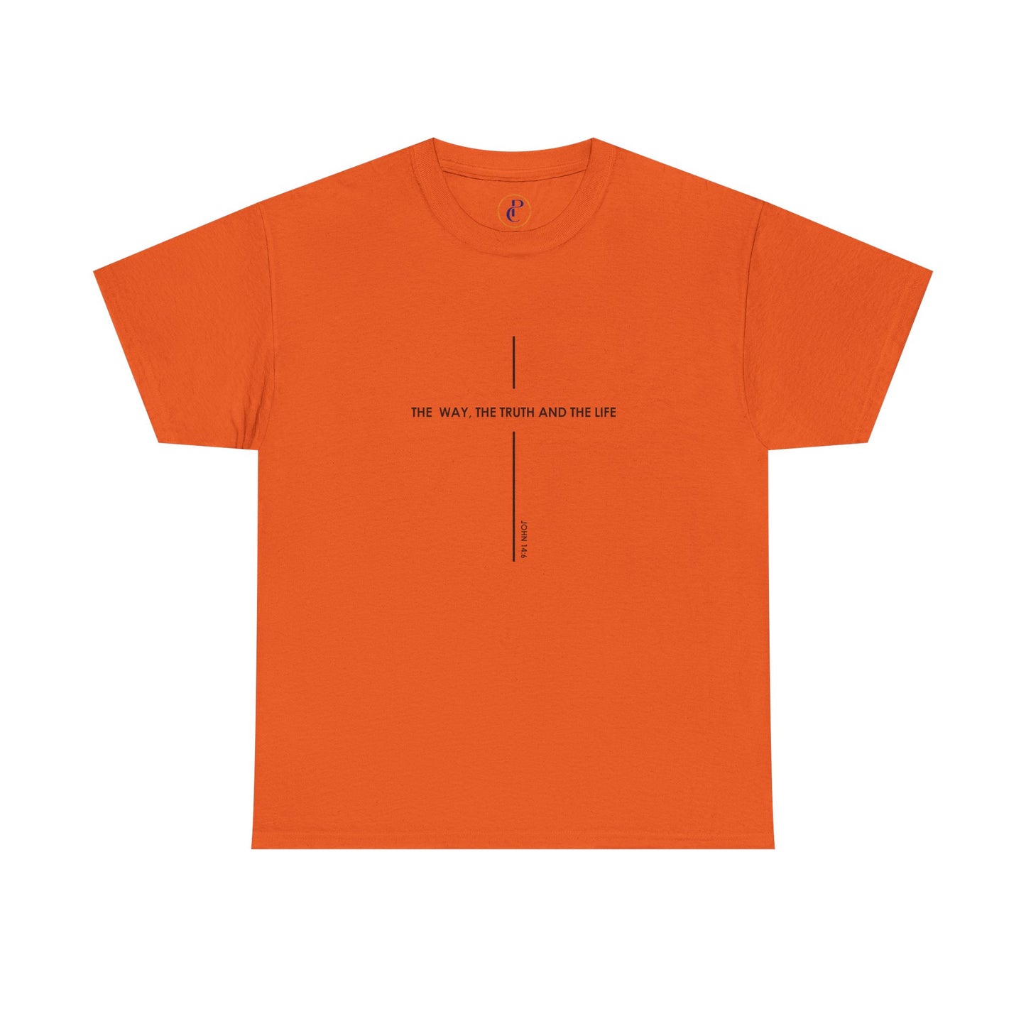 T‑Shirt — Minimal Cross Line Tee with 'The Way The Truth And The Life' Text