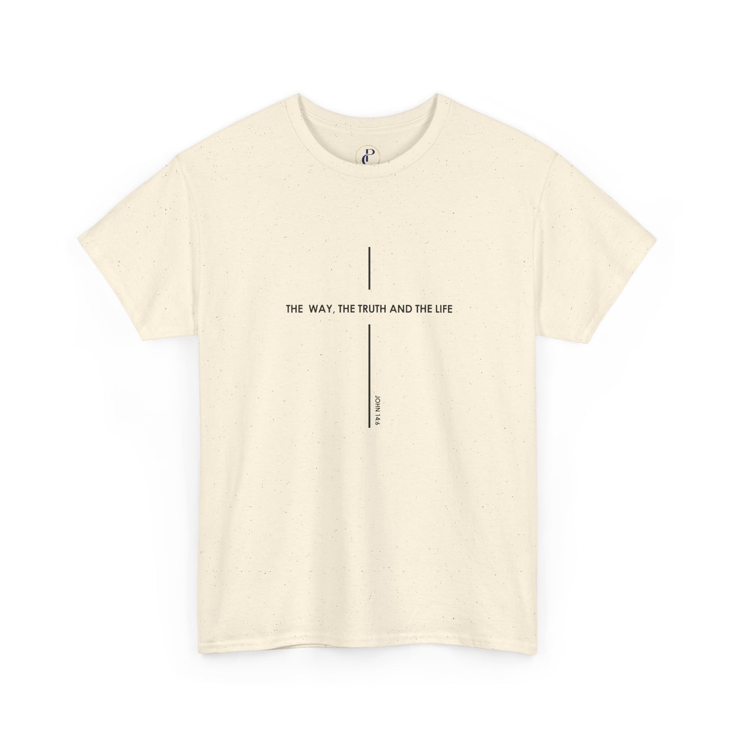 T‑Shirt — Minimal Cross Line Tee with 'The Way The Truth And The Life' Text