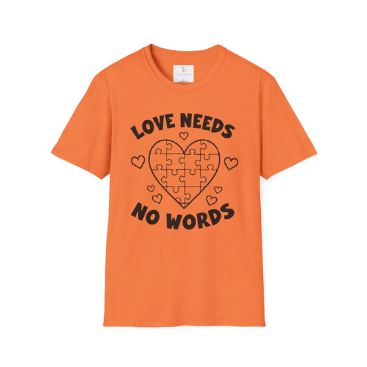 Love Needs No Words Puzzle Heart Unisex Softstyle T-Shirt