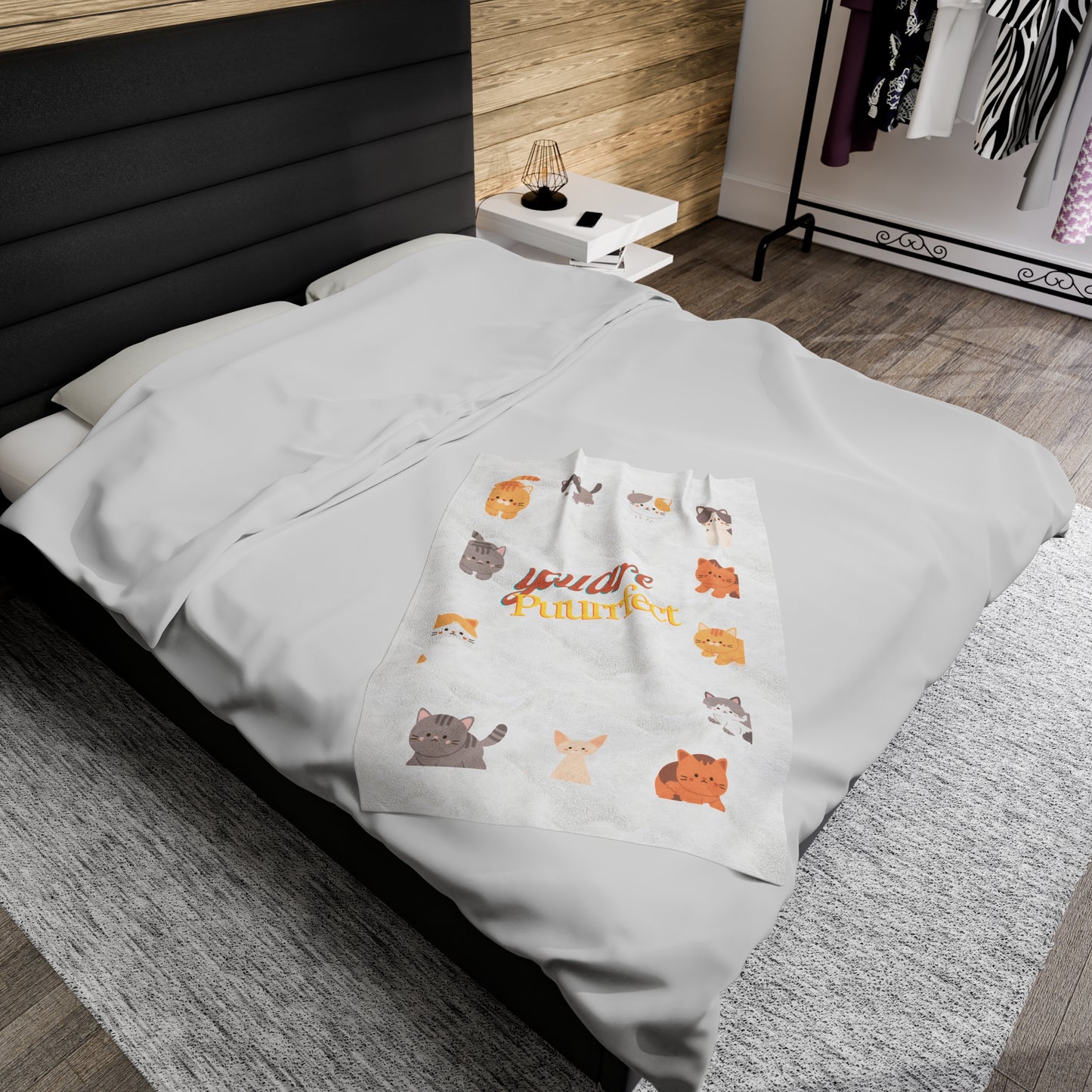 Cat illustration Velveteen Plush Blanket