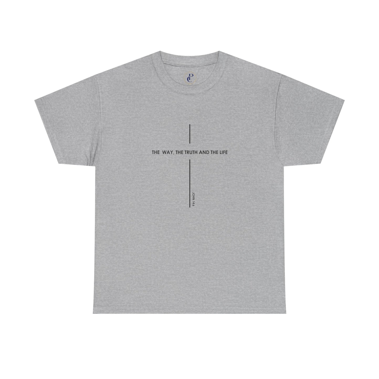 T‑Shirt — Minimal Cross Line Tee with 'The Way The Truth And The Life' Text