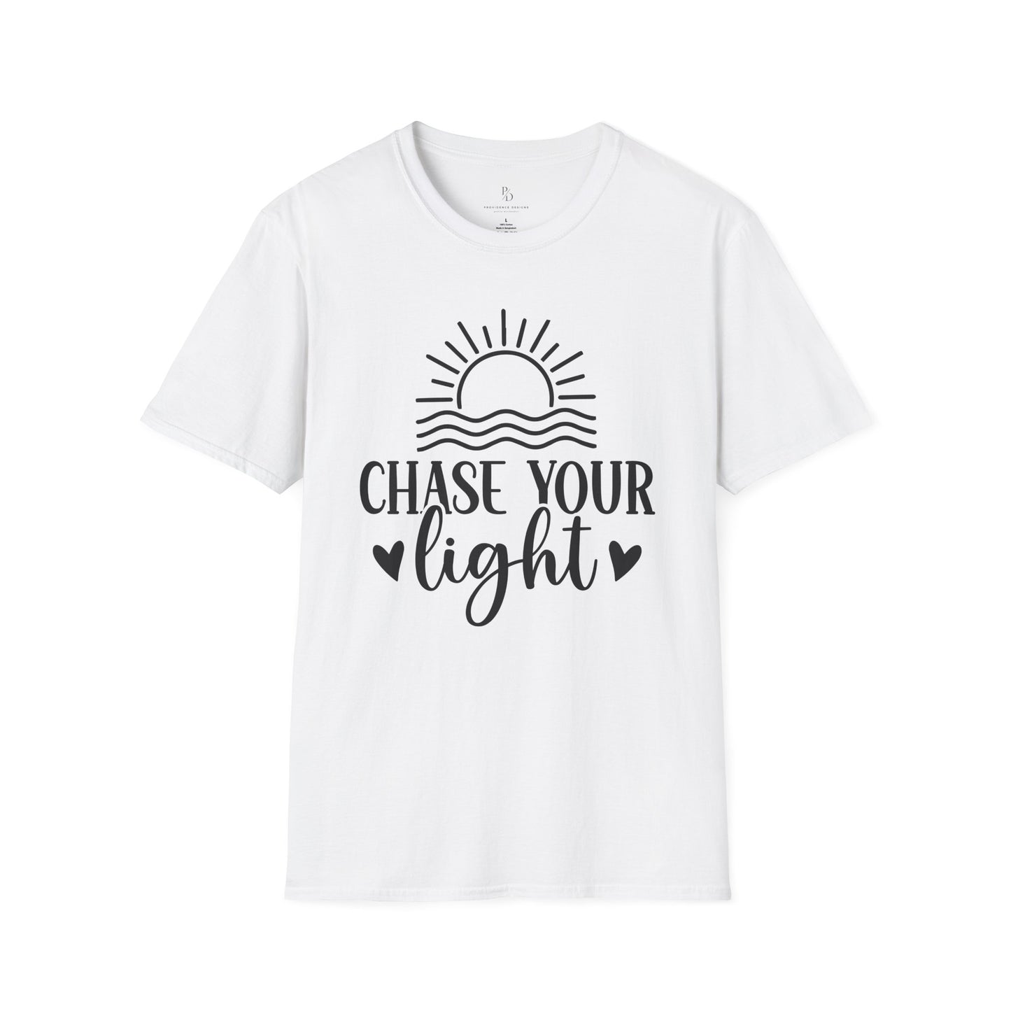 Chase Your Light Unisex T-Shirt, Inspirational Tee, Motivational Shirt, Gift for Friends, Summer Outfit, Positive Vibes